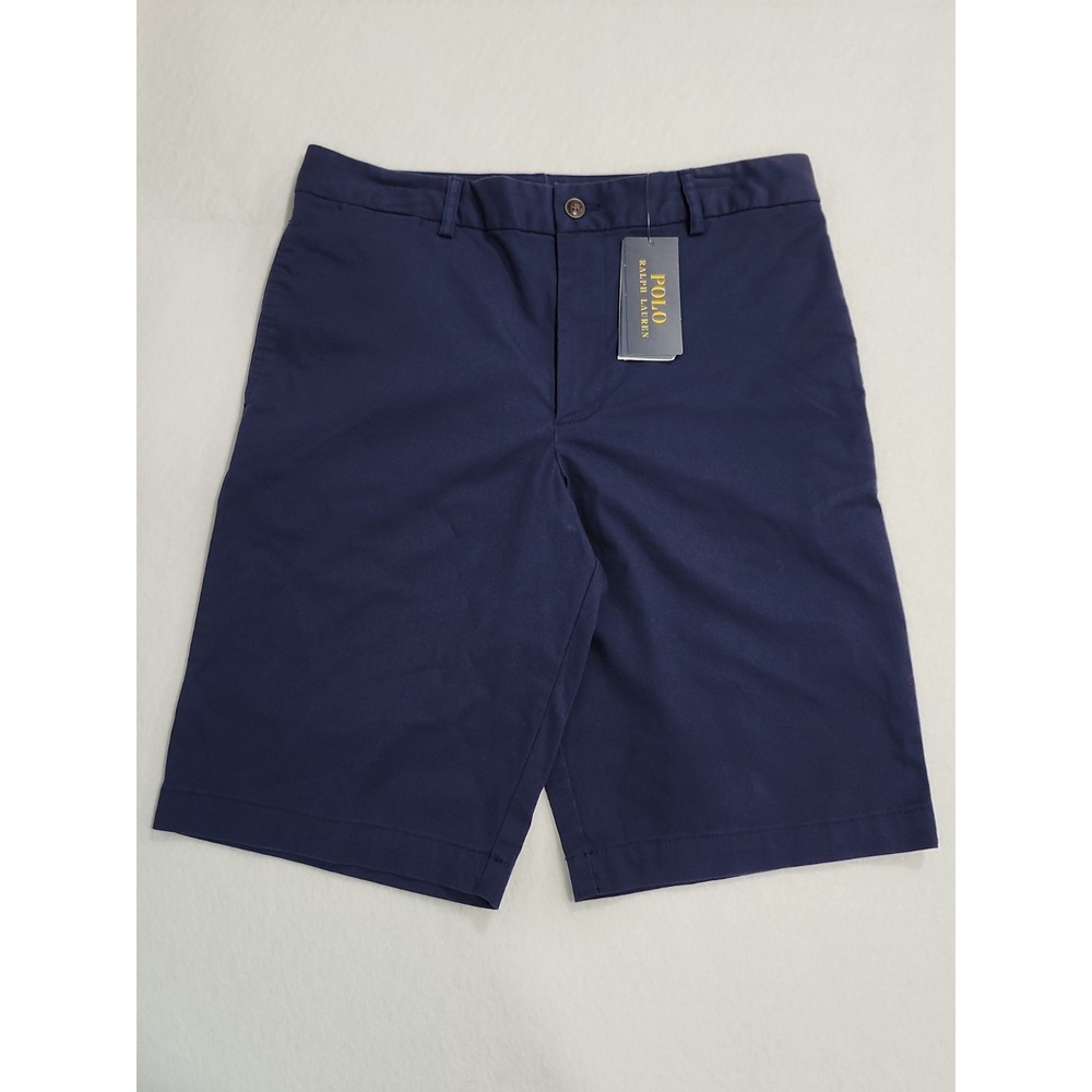 Ralph Lauren Polo NWT Shorts Boys 20 Navy Blue Chino Flat Front Cotton Blend NEW